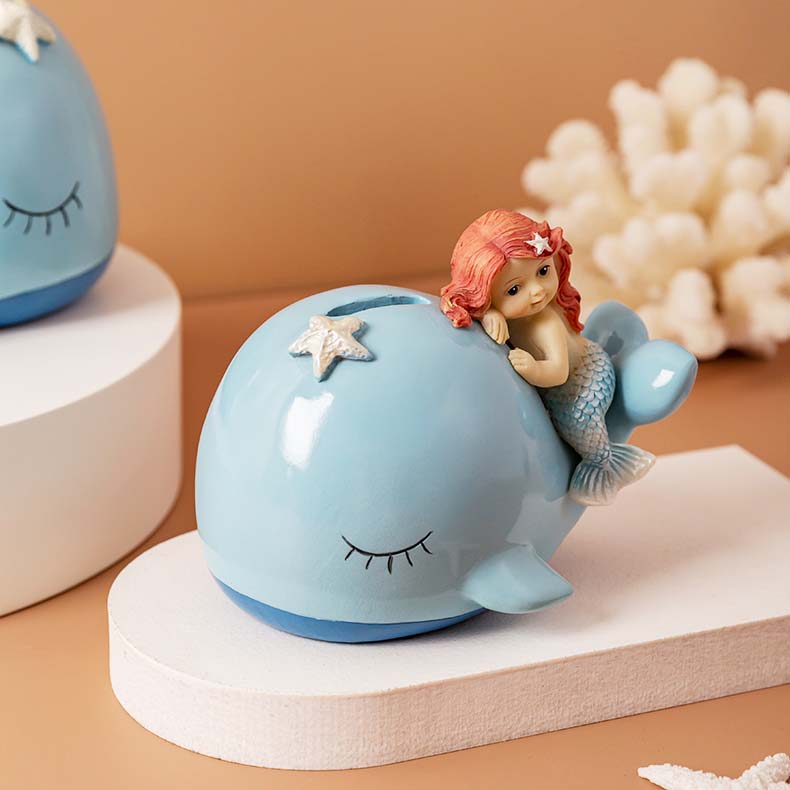 Cartoon Mermaid And Whale Ceramic Piggy Bank
