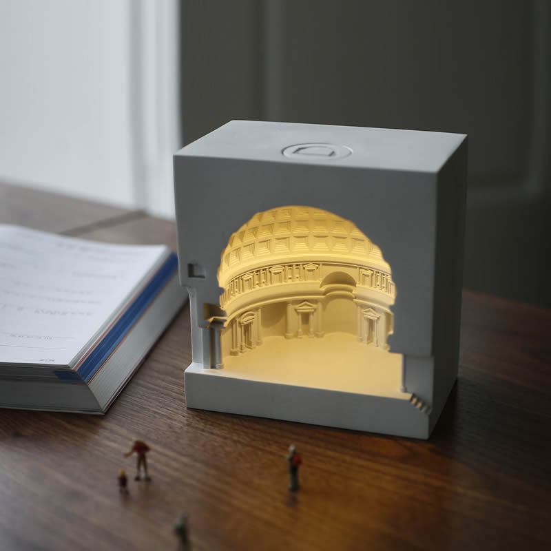 Classic Concrete Pantheon Building Night Light Decoration Ornaments