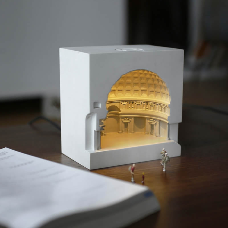 Classic Concrete Pantheon Building Night Light Decoration Ornaments