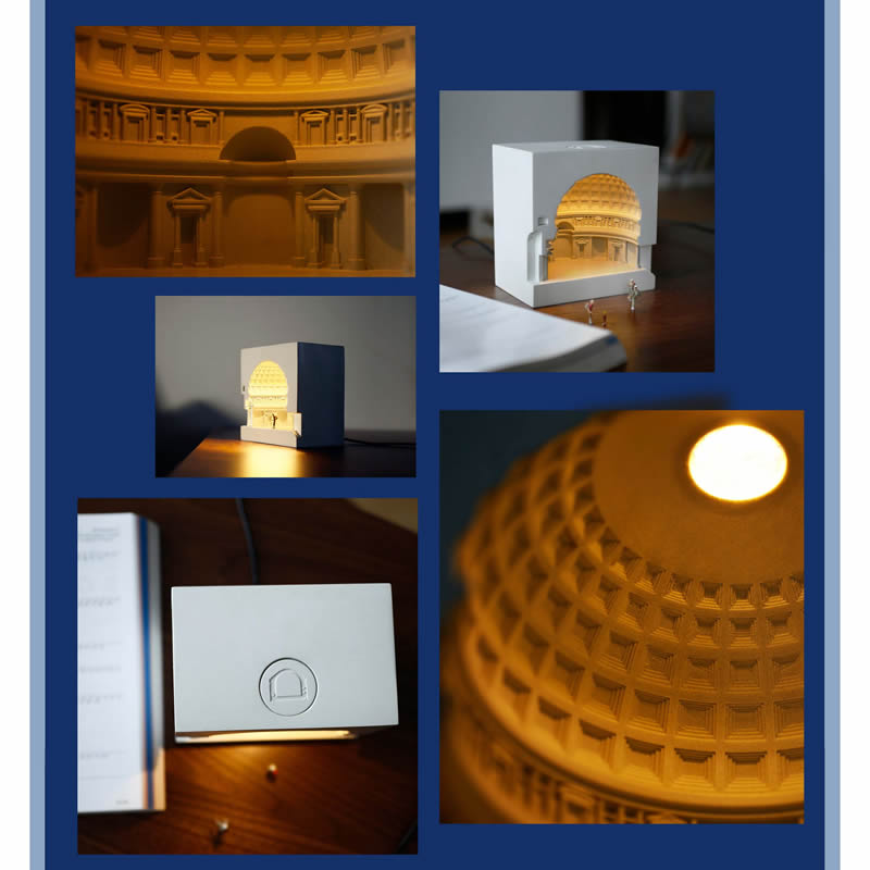 Classic Concrete Pantheon Building Night Light Decoration Ornaments