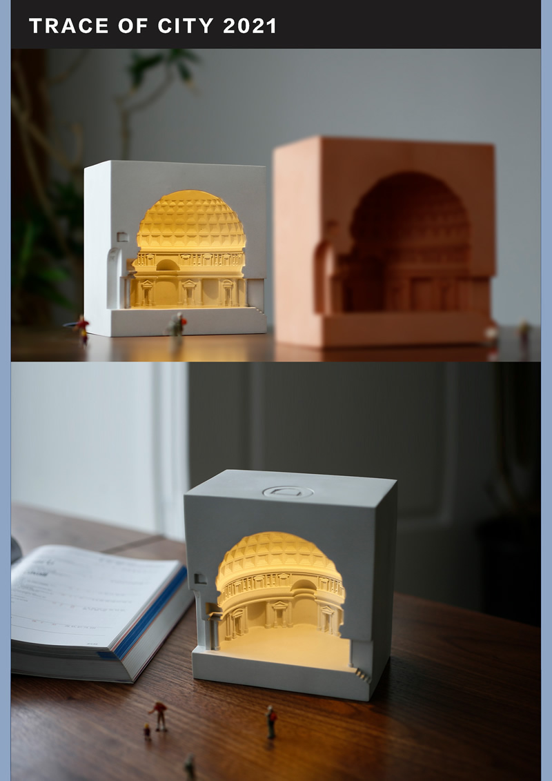 Classic Concrete Pantheon Building Night Light Decoration Ornaments