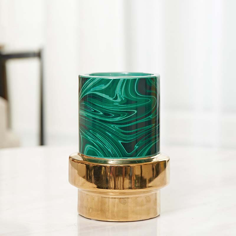 Classic Modern Art Golden Green Ceramic Vase