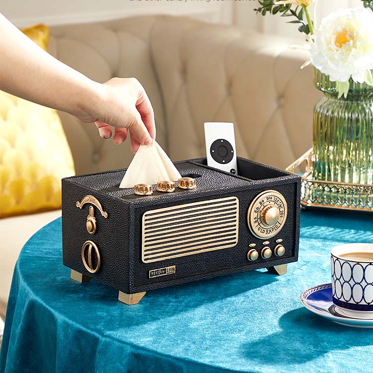 Classic Nostalgic Radio Modeling Living Room Decoration Organize Tissue Box