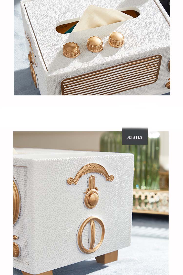 Classic Nostalgic Radio Modeling Living Room Decoration Organize Tissue Box