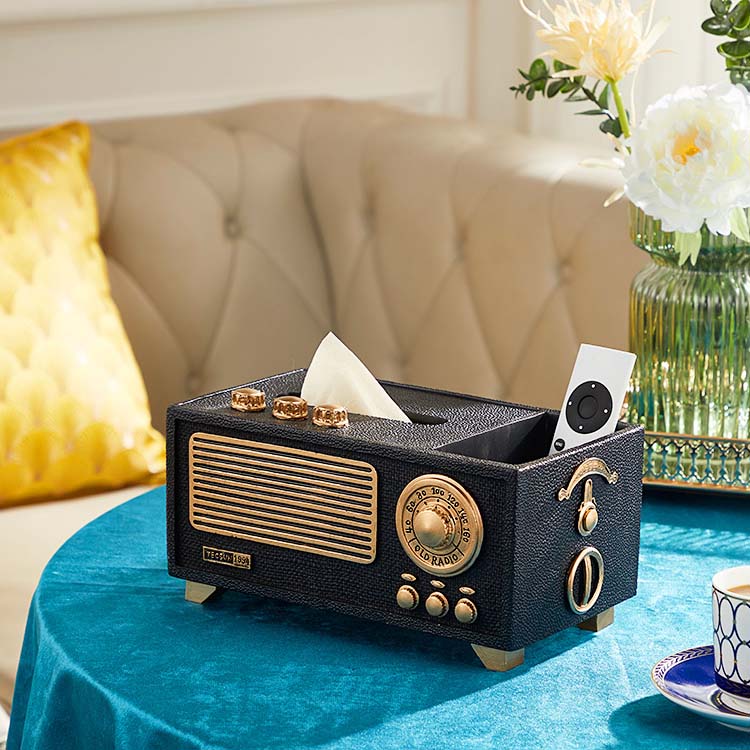 Classic Nostalgic Radio Modeling Living Room Decoration Organize Tissue Box