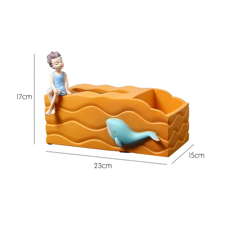 Cute Cartoon Ocean Whale Wave Art Storage Tissue Box