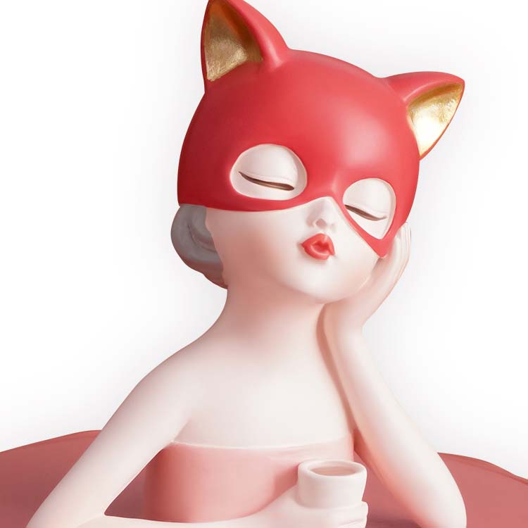 Cute Catwoman Cartoon Art Decoration Tissue Box Paper Roll Holder
