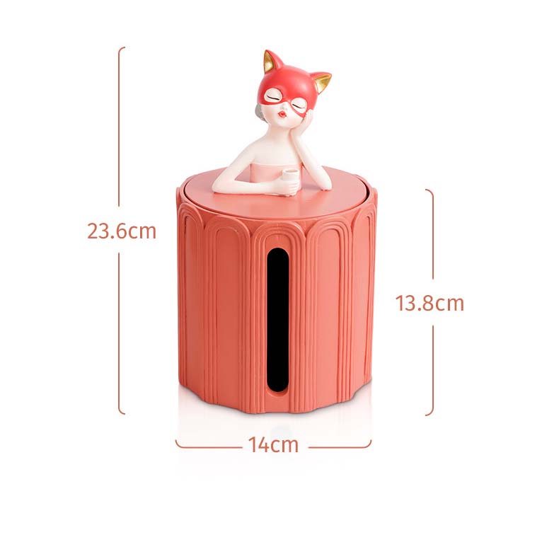 Cute Catwoman Cartoon Art Decoration Tissue Box Paper Roll Holder