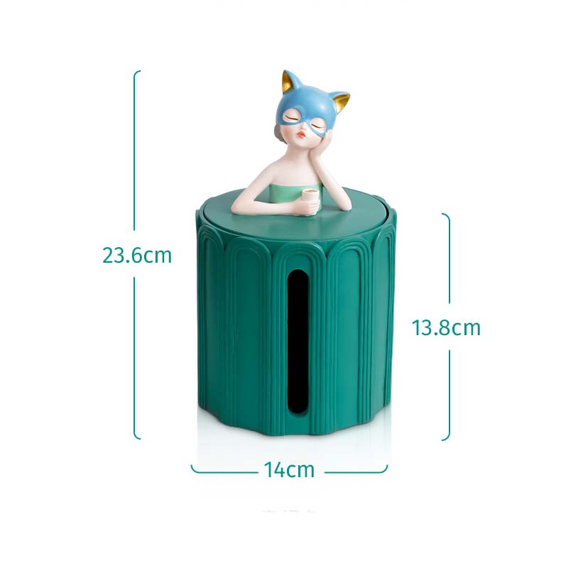 Cute Catwoman Cartoon Art Decoration Tissue Box Paper Roll Holder