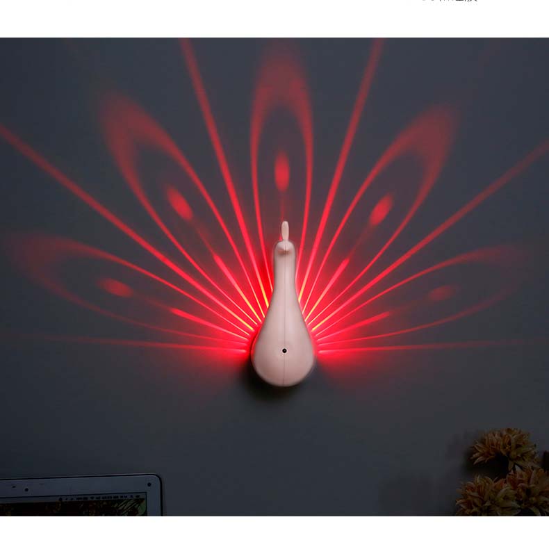 Exquisite Colorful Peacock Mapping Lights Holiday Wall Decoration