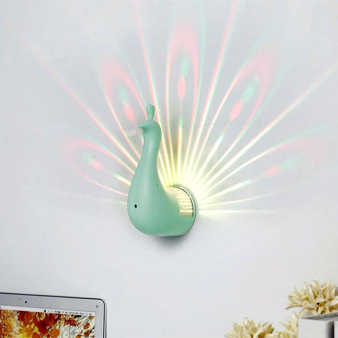 Exquisite Colorful Peacock Mapping Lights Holiday Wall Decoration