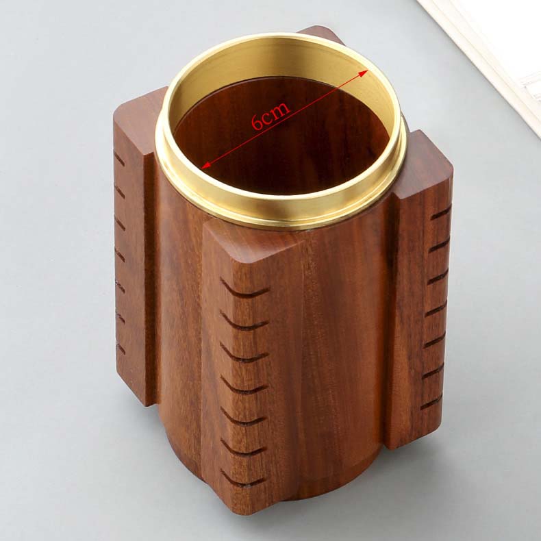 Exquisite Redwood Geometric Art Office Pen Holder