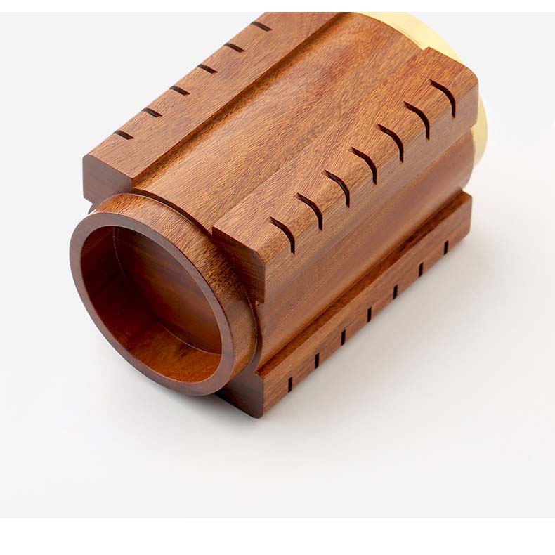 Exquisite Redwood Geometric Art Office Pen Holder
