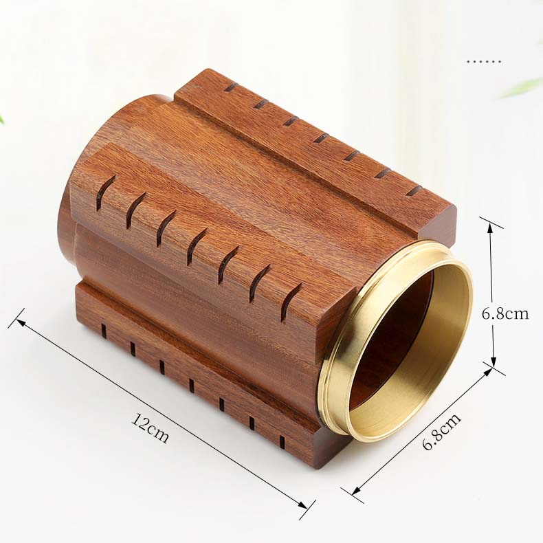 Exquisite Redwood Geometric Art Office Pen Holder