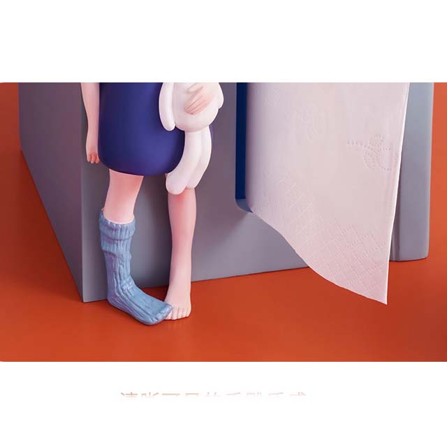 Standing Beautiful Cartoon Girl Desktop Decoration Tissue Box