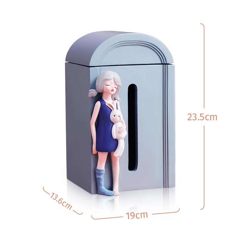 Standing Beautiful Cartoon Girl Desktop Decoration Tissue Box