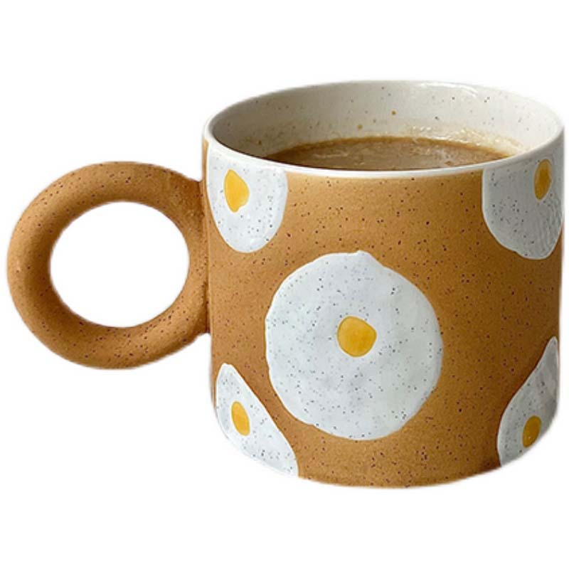 Vintage Egg Yolk Pattern Ceramic Coffee Cup
