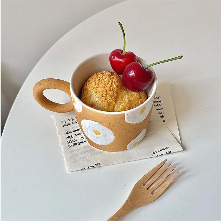 Vintage Egg Yolk Pattern Ceramic Coffee Cup