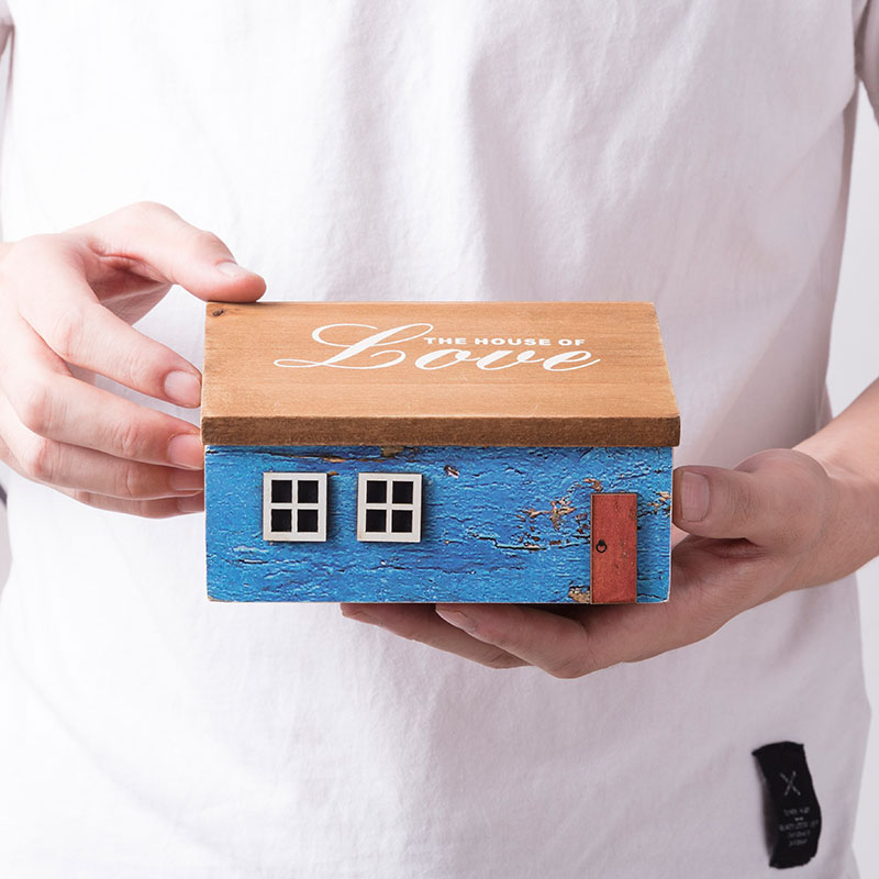 Wooden House Small Article Storage Box Jewelry Storage