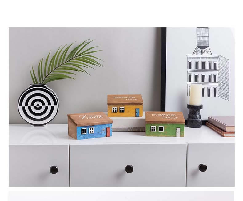 Wooden House Small Article Storage Box Jewelry Storage