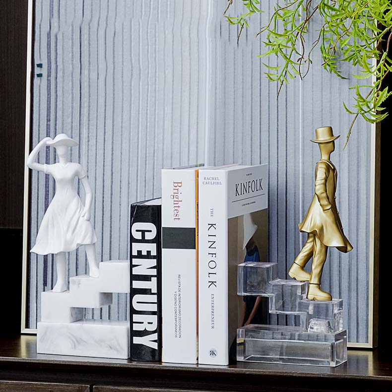 Abstract Urban Men And Women Art Office Bookend Bookstand Desktop Decoration
