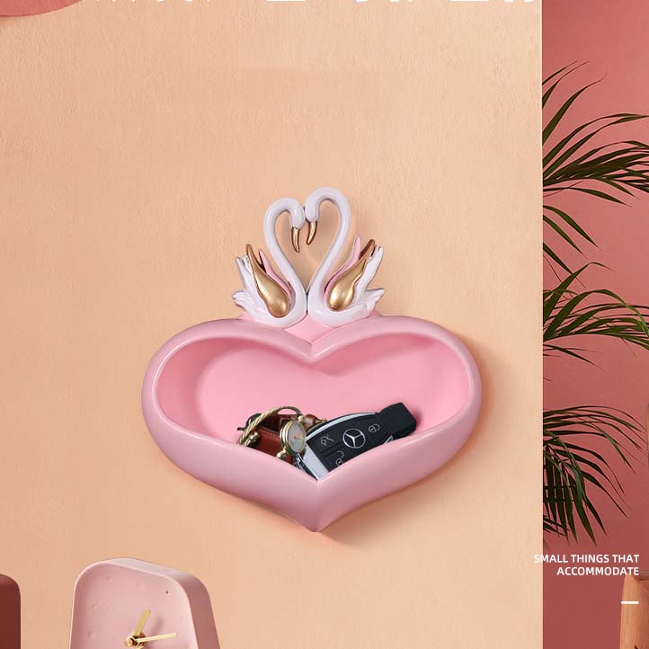 Beautiful Couple Swan Decoration Wall Love Storage Tray