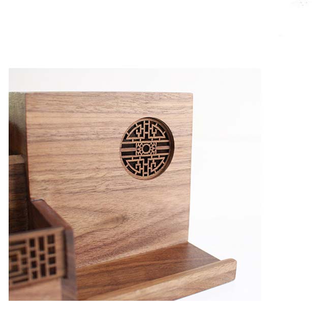 Classic Office Wooden Storage Pen Holder Business Card Holder