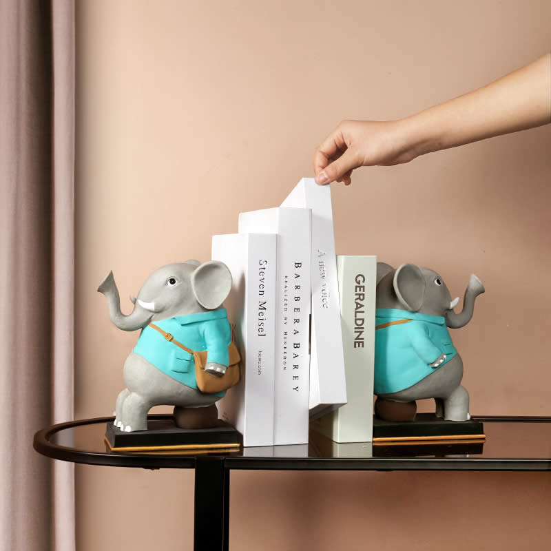Cute Elephant Desktop Decoration Sculpture Ornaments Book Stand