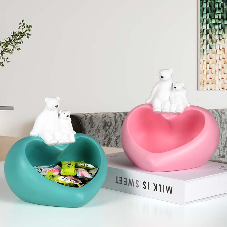Mother And Child Polar Bear Love Storage Box Candy Tray