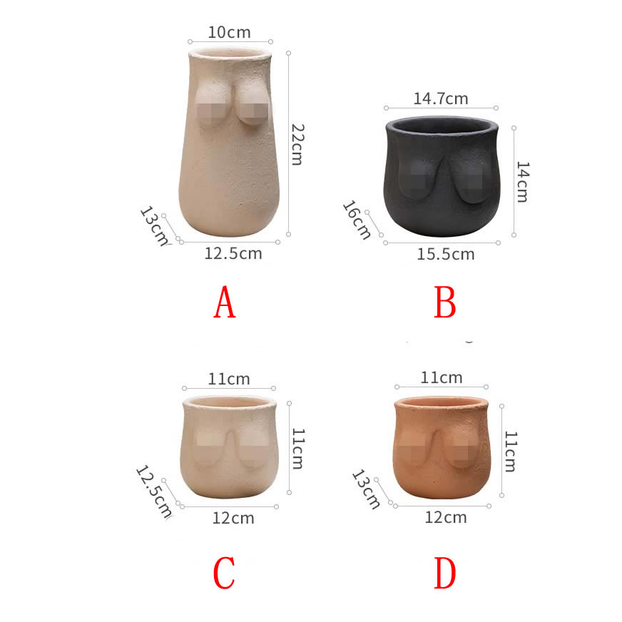 Pastoral Abstract Nude Art Concrete Flower Pot