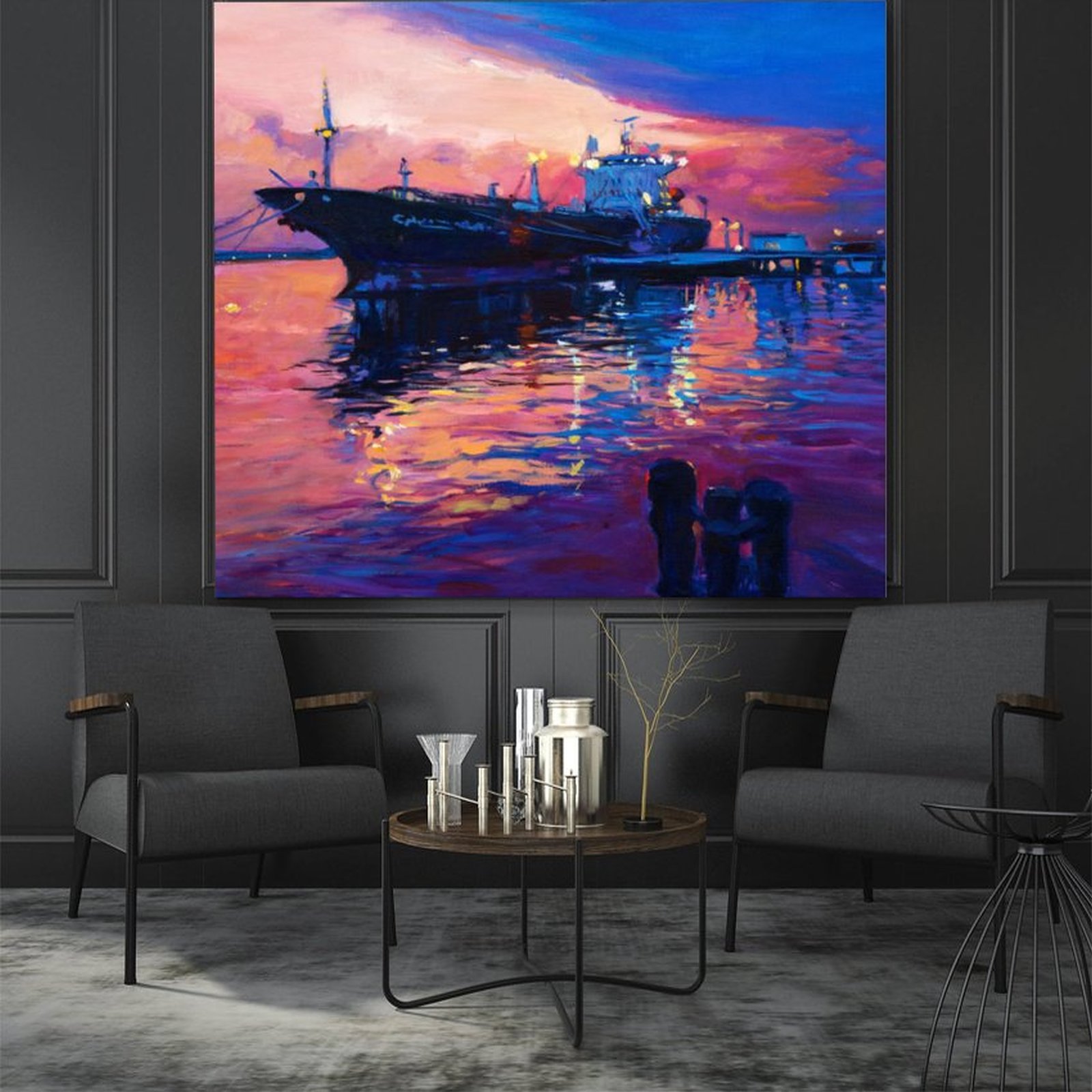 Abstract Night View Scene Canvas Painting Oil  Print Wall Art Picture Home Decor