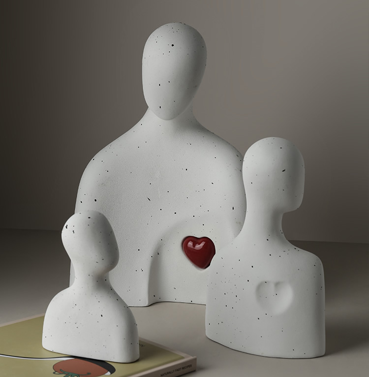 Abstract Warm Family Of Three Figures Sculpture Desktop Decoration