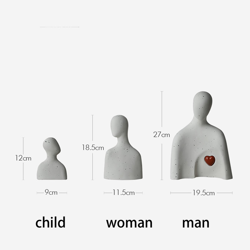 Abstract Warm Family Of Three Figures Sculpture Desktop Decoration