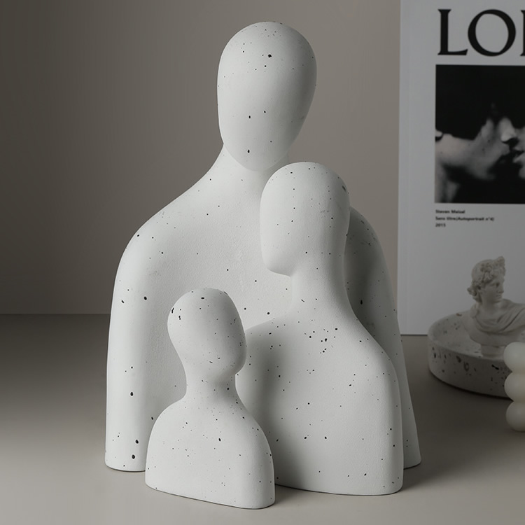 Abstract Warm Family Of Three Figures Sculpture Desktop Decoration