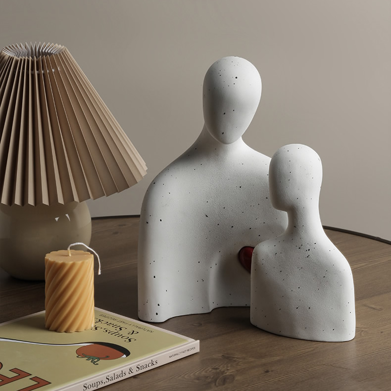 Abstract Warm Family Of Three Figures Sculpture Desktop Decoration