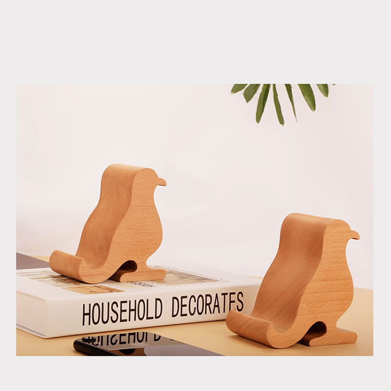 Abstract Wooden Bird Desktop Phone Holder Ipad Stand