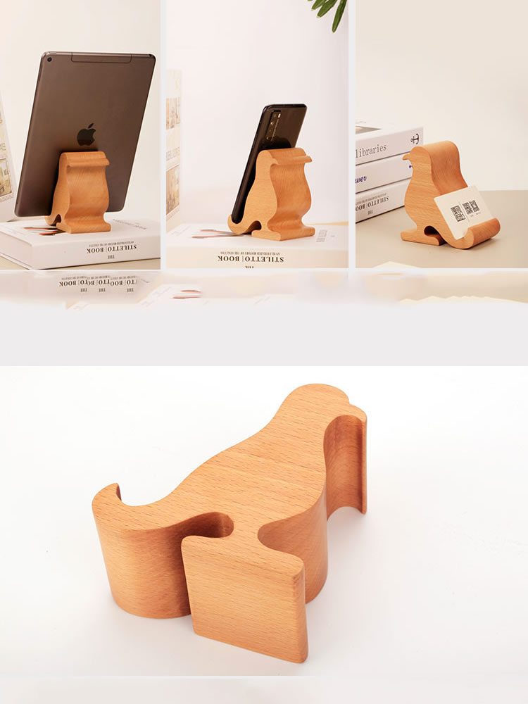 Abstract Wooden Bird Desktop Phone Holder Ipad Stand