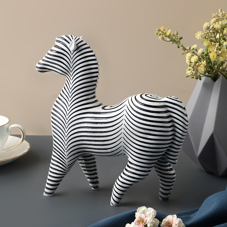 Art Geometric Line Animal Decorative Sculpture Rhino Zebra