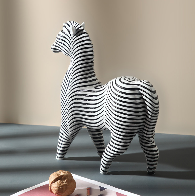 Art Geometric Line Animal Decorative Sculpture Rhino Zebra