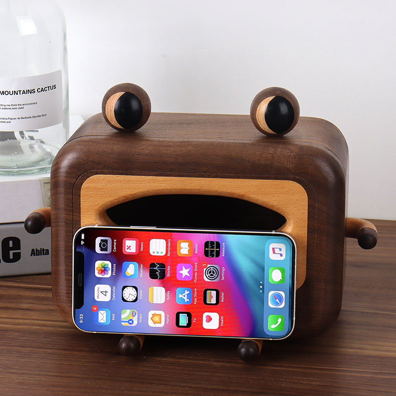 Black Walnut Frog Tissue Box: Decorative Elegance For Every Space