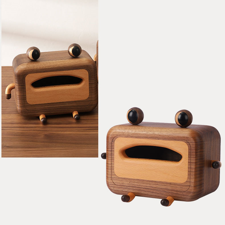 Black Walnut Frog Tissue Box: Decorative Elegance For Every Space