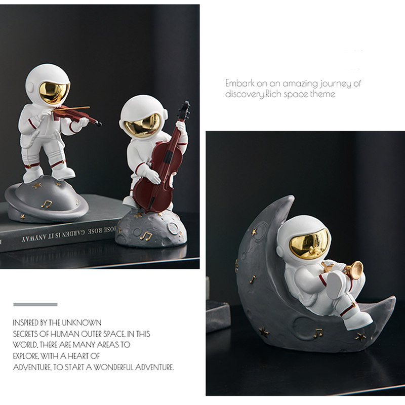 Creative Little Astronaut Music Lover Sculpture Decoration