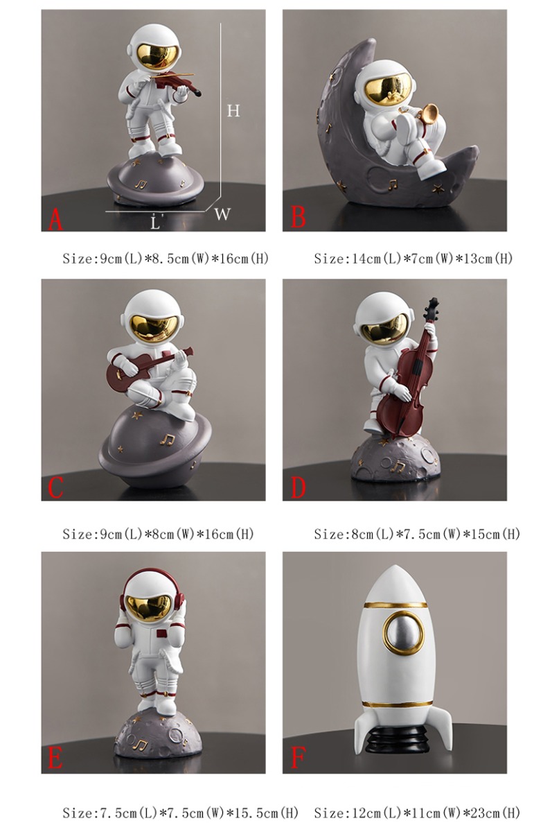 Creative Little Astronaut Music Lover Sculpture Decoration