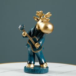 Fun Mr. Deer Guitar Musician Living Room Decoration Sculpture