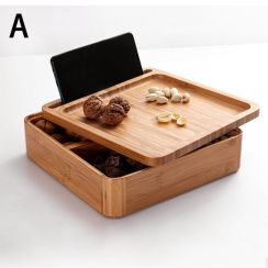 Pastoral Bamboo Wood Square Organize Box Nut Candy Storage Tray