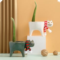 Pastoral Cat Desktop Small Flower Pot Cactus Pot