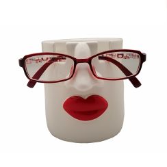 Sexy Woman Face Red Lips Glasses Holder Organize Pen Holder