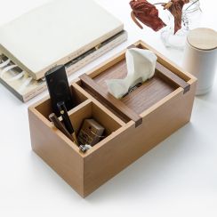 Living Room Decoration Wood Tissue Box Remote Control Organize Storage