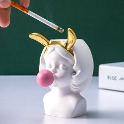 Art Girl Blowing Bubbles Ashtray Desktop Decorate Small Flower Pot