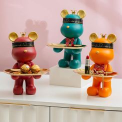 Creative Cartoon Bear Desktop Organize Storage Tray Decoration Ornaments